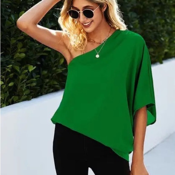 #89 Sleek Green One Shoulder- Last One✨ - Picture 2 of 3